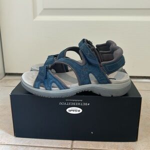 Dr. Scholl’s Women’s Comfort Sandals Blue Grey Size 6 NWT